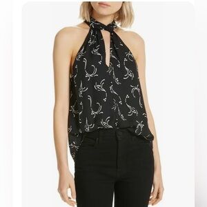 Joie Silk Black and White Halter Top